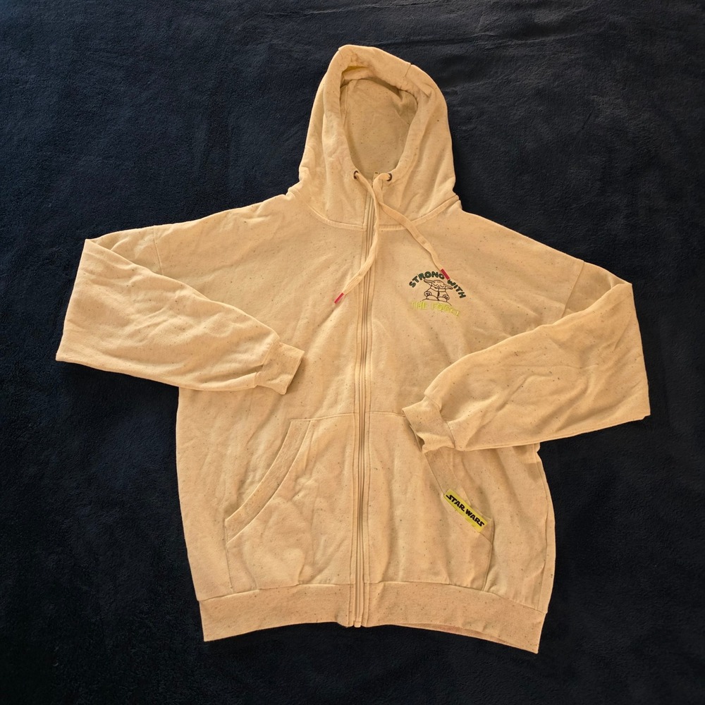 Star Wars Japan Yoda Grogu Zip Up Hoodie Cream Speckle Choose Your Path XS